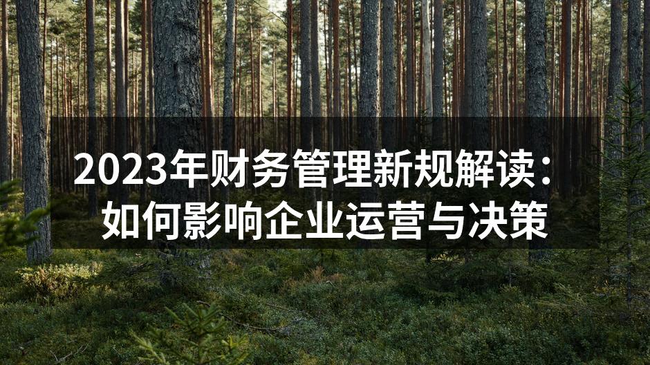 2023年财务管理新规解读：如何影响企业