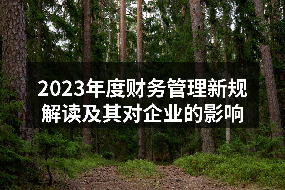 2023年度财务管理新规解读及其对企业的